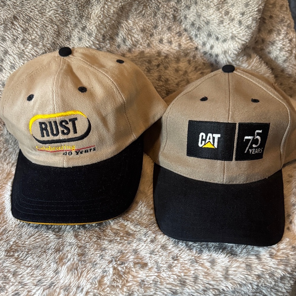 Caterpillar Tan and Black Anniversary Hats